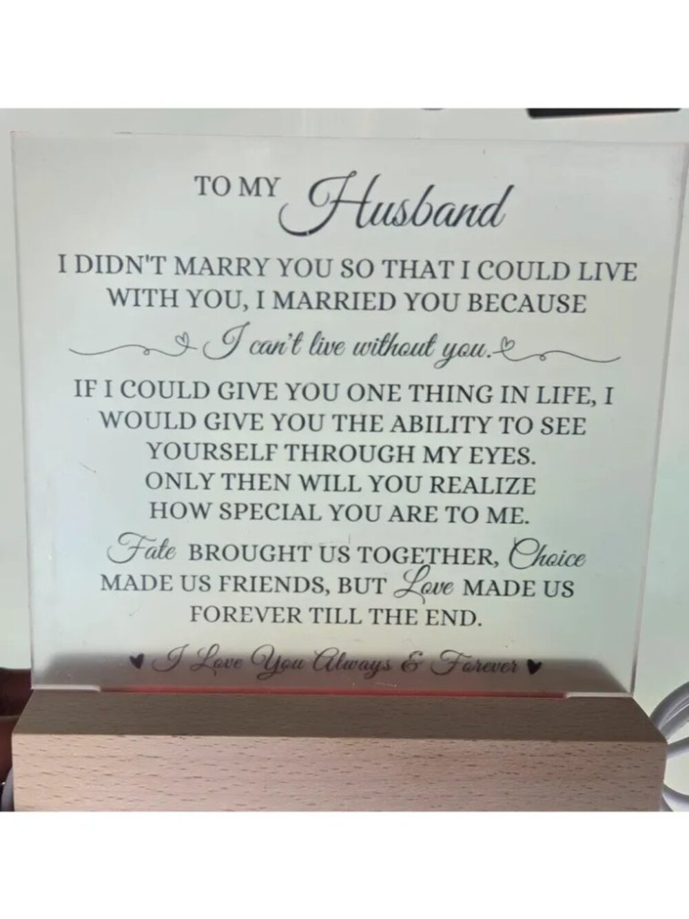 To My Husband Acrylic Plaque, Best Birthday Gift for Husband, Anniversary Gift f